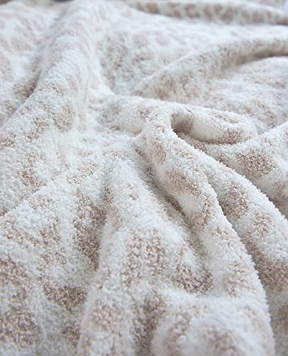 Polyester Microfiber Fluffy Leopard Knitted Throw Blanket Super Soft Cozy Lightweight Blanket For Sofa Couch Bed 51"X71" Stone /Cream????¡­ #TOP5