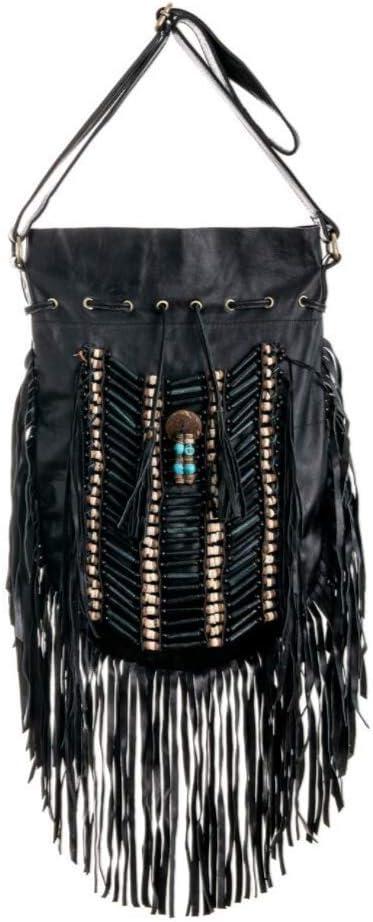 Boho Bag Round L | Real Leather | Fringe Purse | Bohemian Bags