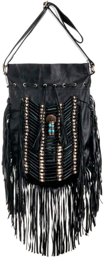Boho Bag Round L | Real Leather | Fringe Purse | Bohemian Bags