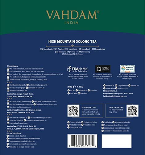 Vahdam, Himalayan Oolong Tea Bags (100 Tea Bags) - 100% Natural Tea | Oolong Tea Loose Leaf In Pyramid Tea Bags | 100% Pure, Unblended Oolong Tea | Easy Brew - Hot, Iced Or Kombucha Tea #TOP4
