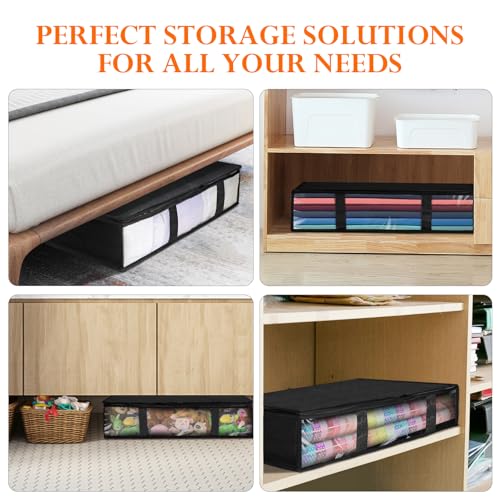 AiQInu Unterbett Aufbewahrungsbox,4 Stück Unterbettkommode mit Sichtfenster und 4 Haltegriffen 60x 45x 15 cm… – Ansicht 4