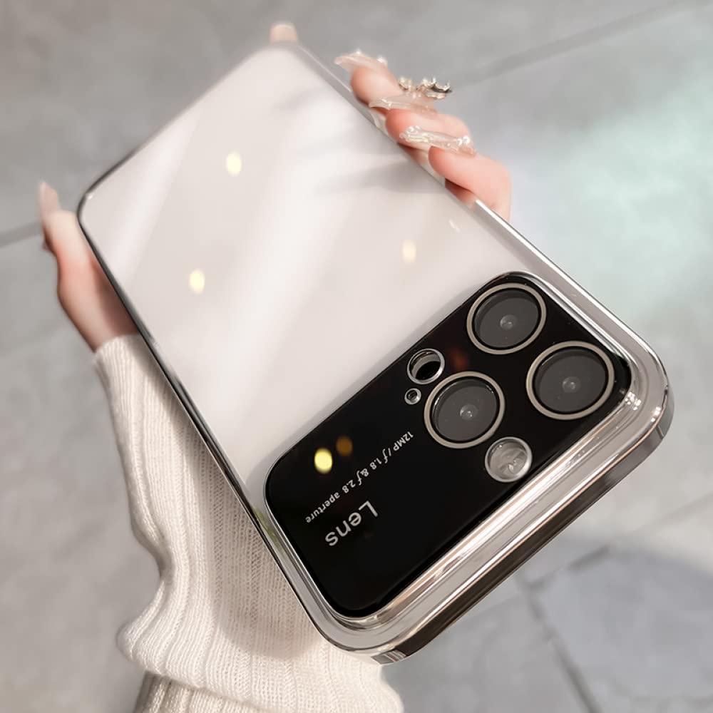 Coque armure transparente iPhone 14 Plus argent avec verre trempé caméra intégré - 8