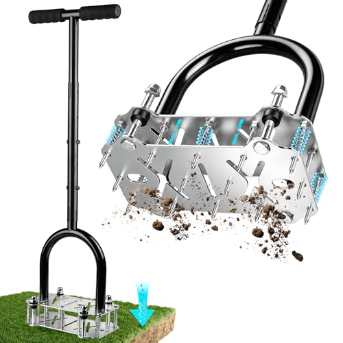 Herramienta manual de aireación para césped con púas de acero miniatura 1
