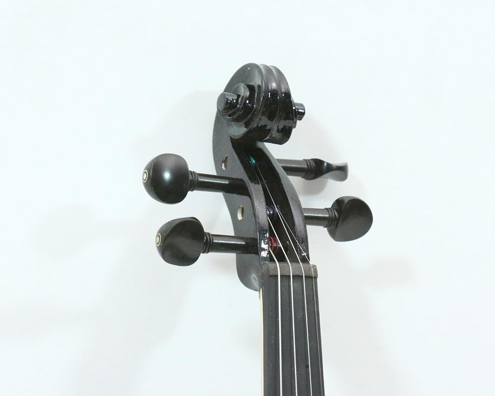 Violino Elettrico 4/4 Full Size, Violino Elettrico Silenzioso, Corpo in Legno massello, Accessori in Ebano, con Custodia, Archetto, Cuffie, Cavo, Corde per Studenti, Principianti e Adulti (n