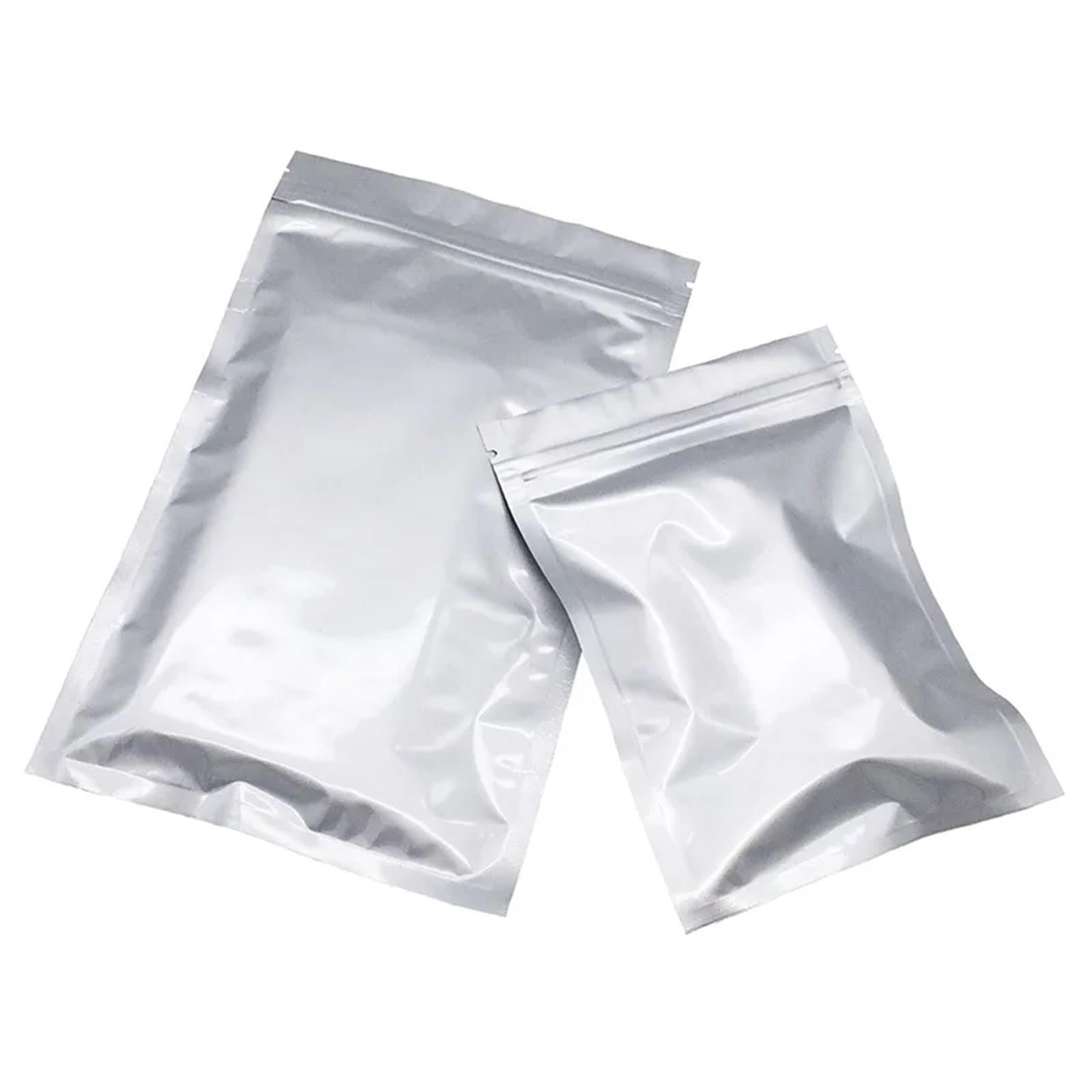 Sacchetti Ziplock, Buste con chiusura lampo in foglio di alluminio piatto spesso, argento, 50/100 pezzi, termosaldabili, dimensioni multiple(Silver 100pcs,20x30cm)