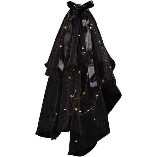 White Pearl Bride Veil with Lights Short Wedding Veil Bridal Veils Party Veil Bridal Headdress for Adult Kids