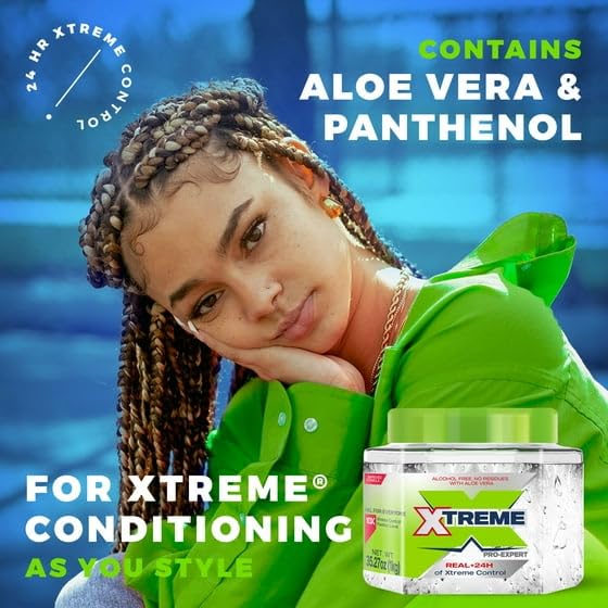 X~Treme Professional Styling Extreme Hold Hair Gel, Ultra Strong Level 10 Hold, Alcohol Free with Aloe Vera, Clear, 35 oz Jar