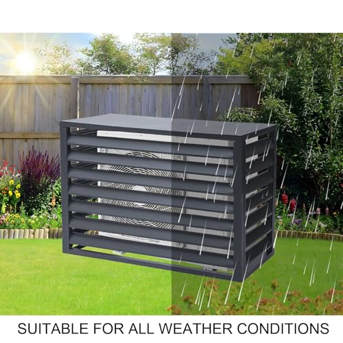 Cache climatiseur extérieur marron pour un jardin paysager épuré