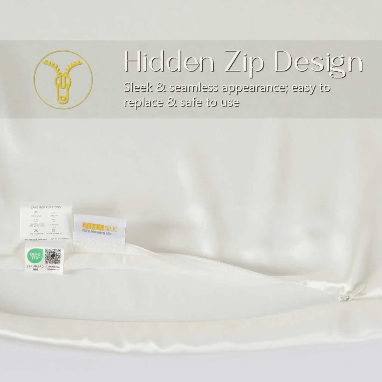 ZIMASILK 100% 22 Momme Pure Mulberry Silk Cervical Pillow Case, Ivory