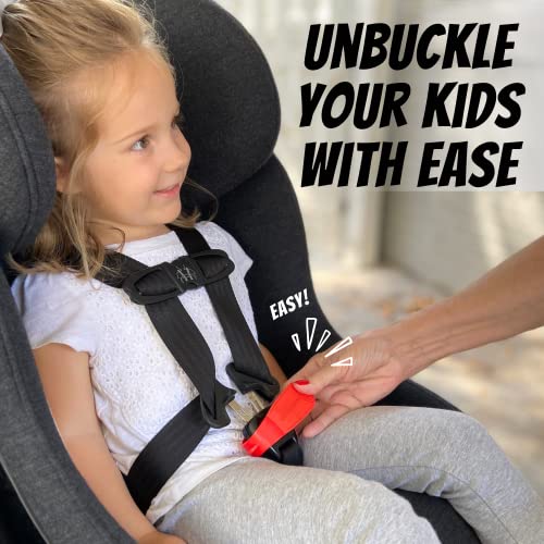Unbuckleme Car Seat Buckle Release Tool - Easy Opener Aid For Arthritis, Long Nails, Older Kids - Button Pusher For Infant, Toddler, Convertible 5 Pt Harness Car Seats - As Seen On Shark Tank (Red) #TOP1