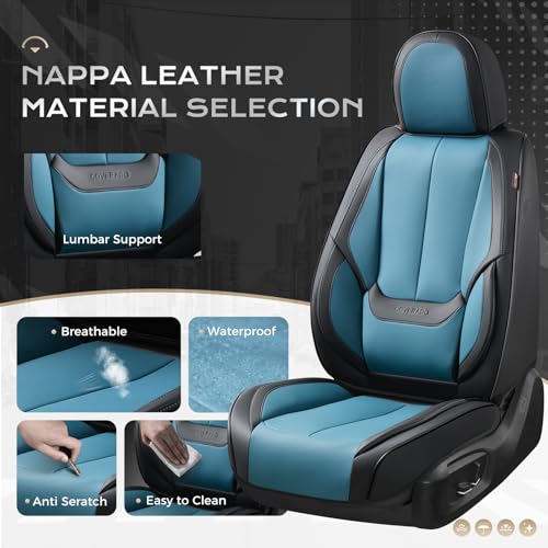 Image of Coverado Seat Covers, Car Seat Covers Front Seats, Car Seat Cover, Car Seat Protector Waterproof, Car Seat Cushion Nappa Leather, Seat Covers Carseat Cover Universal Fit for Most Cars