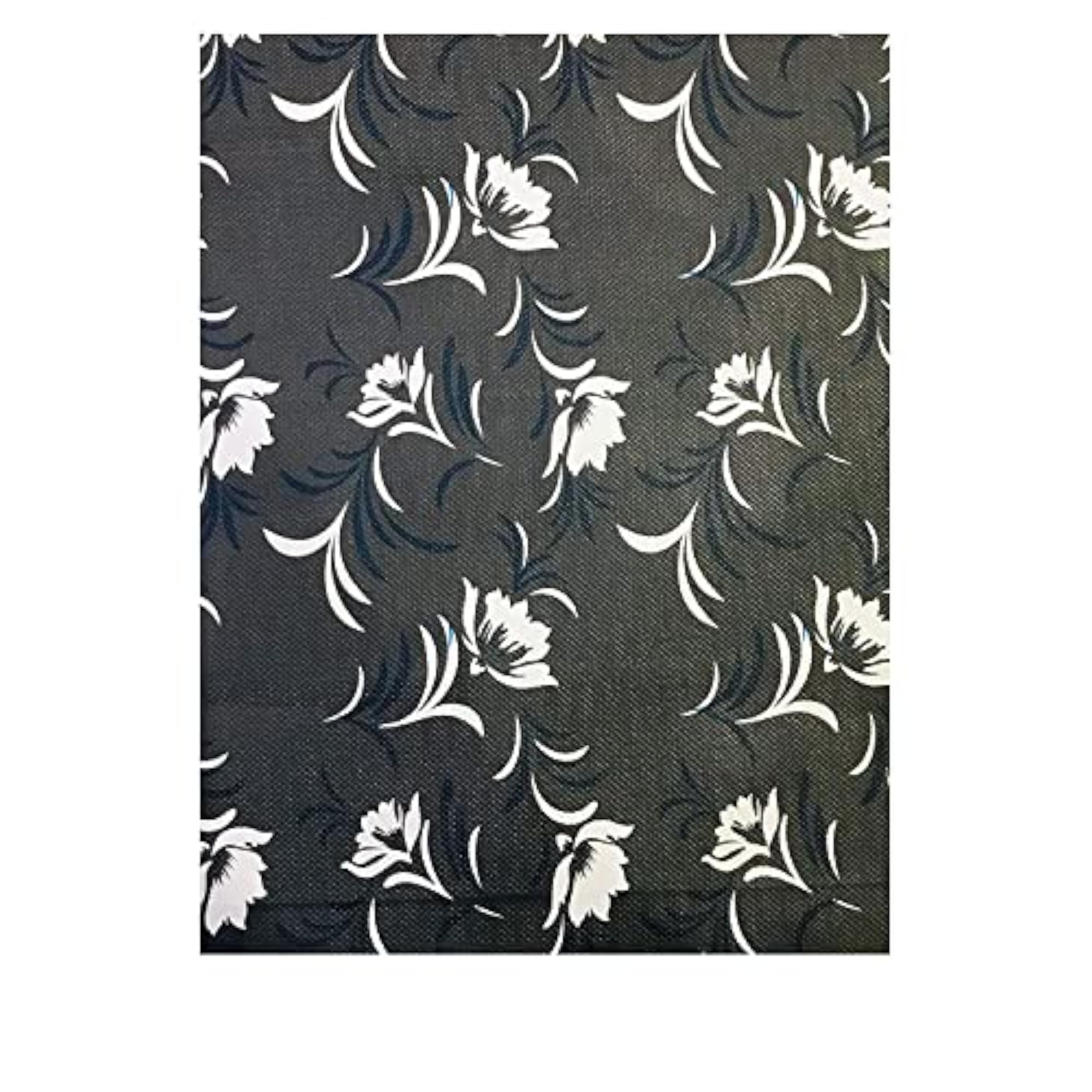 OMP Traders 5 Meter Rectangular Long Shelf Liner Black Colour, White Flower Design
