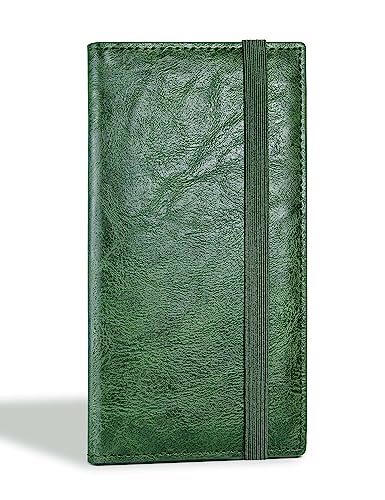 Image of Yarnic Checkbook Cover for Personal Checkbook Holder with Pen Holder | Check Book Covers & Built-in Clear Plastic Divider for Duplicate Checks (Green)