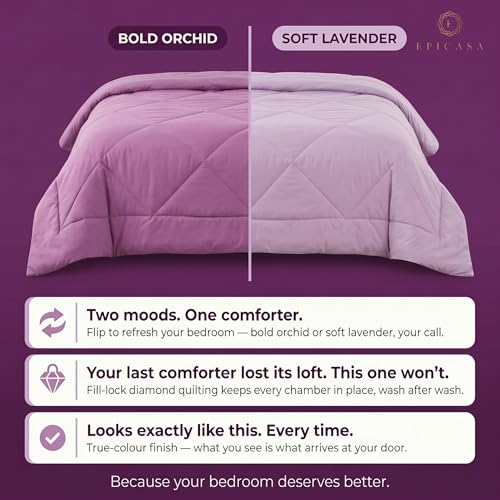 Image of Epicasa Reversible Comforter | 200 GSM Thermal Bonded Fill | 110 GSM Micro Peach Fabric | All Season AC Quilt | Diamond Quilted | Lightweight Duvet Blanket for Home Bedroom