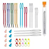 Resistente al óxido y duradero: estas agujas de zurcir para tejer son más fuertes. Las agujas de punta curva están hechas de aluminio y las agujas de punta roma recta están hechas de acero, son duraderas y livianas.