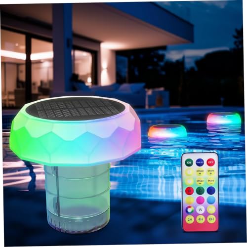 Flotadores solares de tabletas de cloro con luces LED y control remoto 3