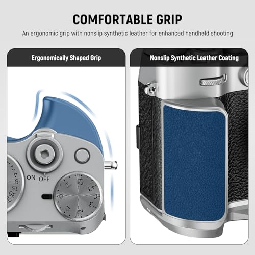 NEEWER X100VI Baseplate for Fujifilm X100VI X100V, Formfitting Retro Camera L Shape Bracket with Handgrip, L Plate Compatible with Arca Type Tripod Head, Silver, CA083