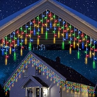 iBaycon LED Icicle Lights, 400 LED 12M/39.4Ft 8 Modes with 80 Drops Multicolor Icicle Christmas Lights, Waterproof Connectable Outdoor Icicle String Lights for Holiday, Christmas, Wedding, Balcony