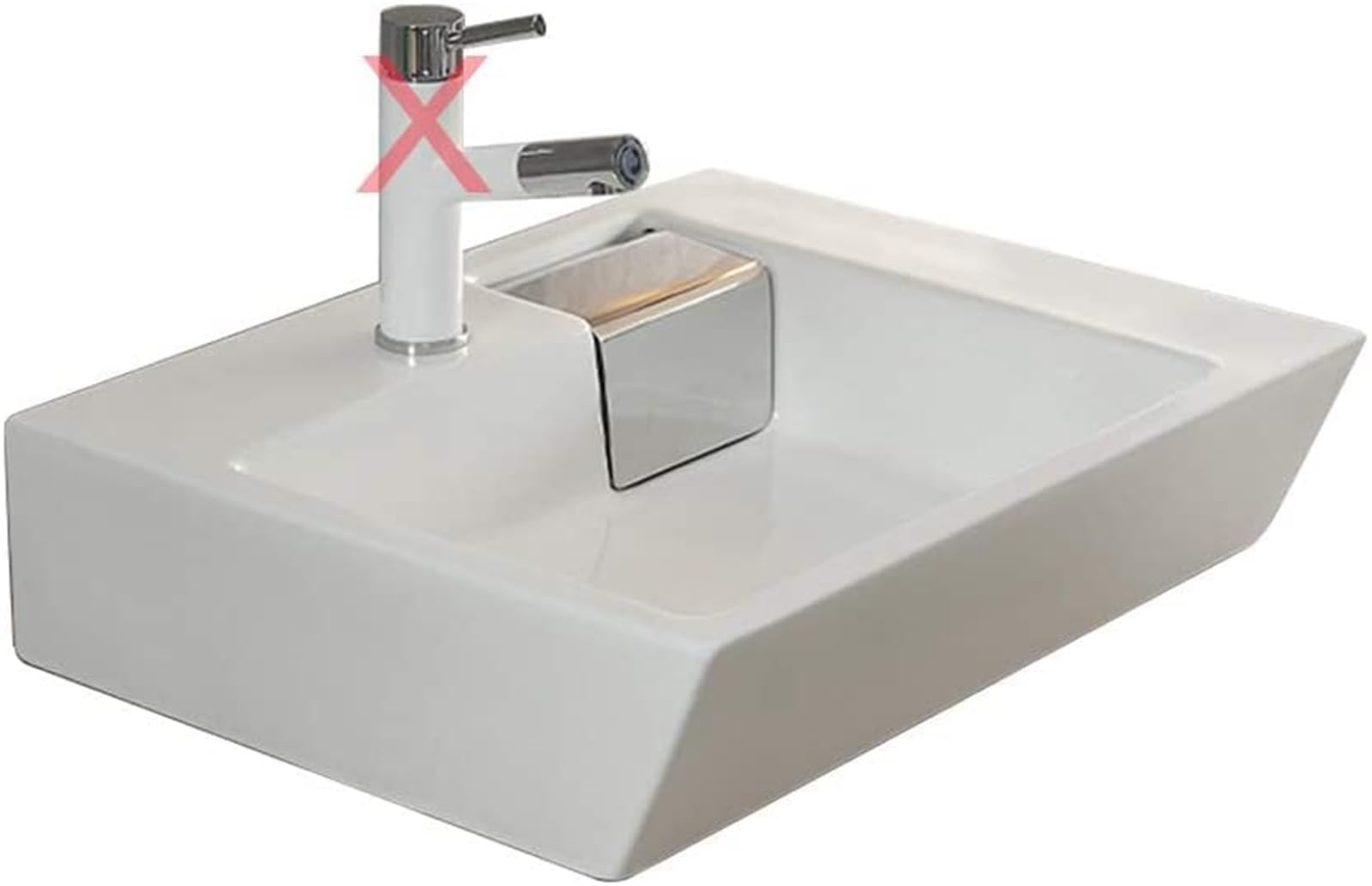 ASerZenith Bathroom Vessel Sink Ceramic Bathroom Sink Mordern Ceramic Vessel Sink, White Above Counter Art Basin With Invisible Drain And Overflow, For Bathroom Restroom Office Hotel(A)
