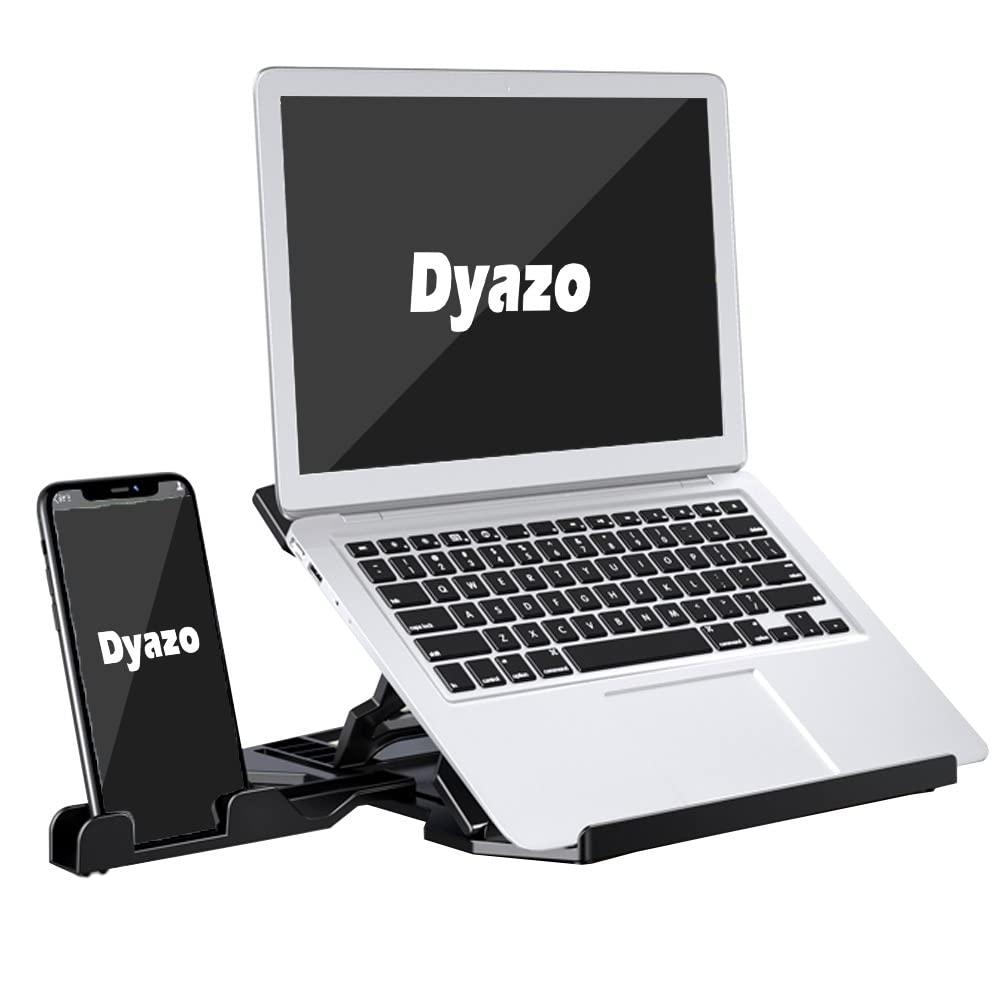 Dyazo Tabletop Laptop Stand with 8 Angles View Height Adjustable Foldable Design Compatible for MacBook Air/Pro, Dell, Hp, Lenovo and More 11.6 inches - 15.6 Notebook with Free Phone Stand (Black) (B09R7C2JN2) Amazon Price History, Amazon Price Tracker