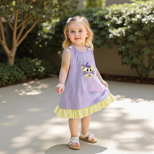 Little Toddler Baby Girl Tank Dress Tiger Football Sleeveless Ruffle Plaid Clothes Summer2