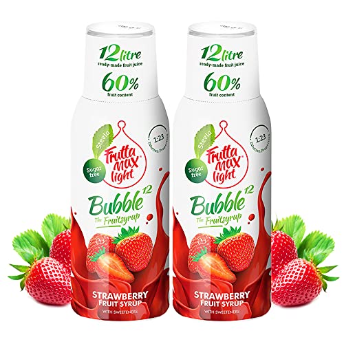 2 paquetes - Light - Bajo en carbohidratos - Jarabe de fitness de FruttaMax | Azúcar Cero | con Stevia | 50-60% Contenido de Fruta (2x500ml) (2 x Fresa Light)