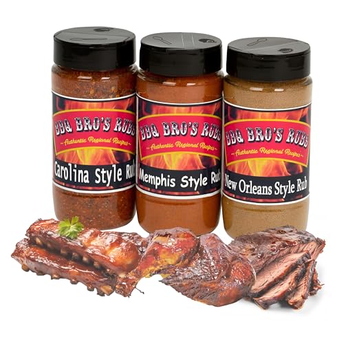 BBQ BROS RUBS (Southern Style) - Barbecue Seasonings - BBQ Spices - Dry Rub- Handcrafted BBQ Rubs for Grilling, Cooking & Smoking - Use as a Meat Rub, Dry Marinade, Rib Rub & Meat Seasoning - Great on; Steak, Burgers, Meat , Chicken, Pork, Beef, Brisket & Seafood - Memphis Style - Carolina Style -New Orleans Style