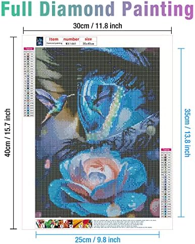 AIRDEA 5D Eyes Diamond Painting Kits for Adults Kids, DIY Flowers Diamond Painting Kits, Round Full Drill Eye Diamond Art Kits Animal Gem Art Painting Hummingbird Arts Home Wall Decor 11.8x15.7 inch