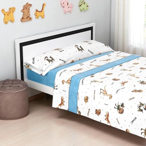COSHANO Juego de Sábanas Infantil Invierno Coralina Unicornios Funda de Almohada, encimera y Bajera con elásticos Coral para niñas y niños, 3 Piezas Coralina 200gr Invierno (Azul para Camas de 90)