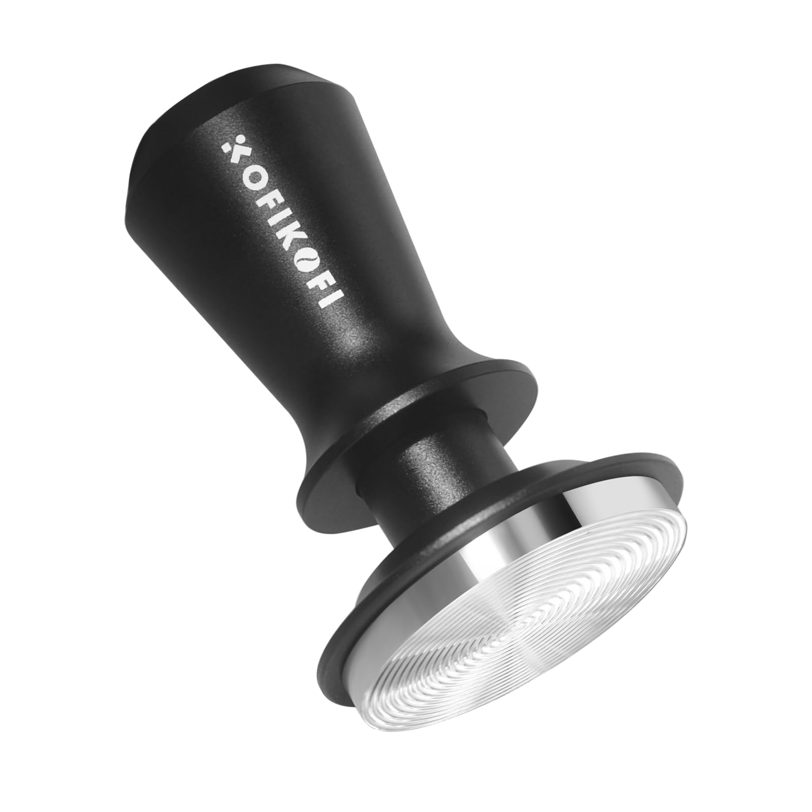 KOFIKOFI 58mm Kaffee Tamper mit Doppelfeder 30lbs Anpressdruck Kaffeemehlpresser Base Ripple Kaffee Tamper 304 Edelstahl kaffeestampfer für 58mm Siebträger, Aluminiumgriff