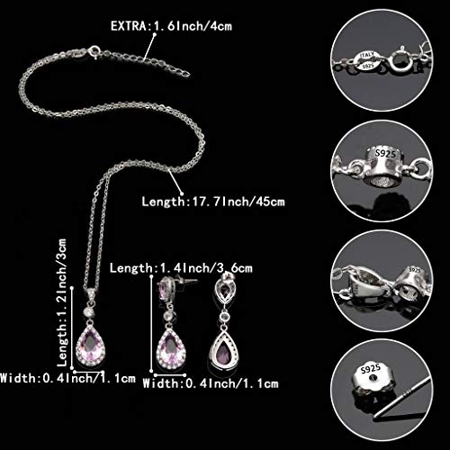 Cúbica zirconia infinity lágrima colgante collares y pendientes de plata 925 4