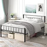 Full Size Bed Frame with Headboard 14 Inch Metal Platform Bed Heavy Duty Full Bed Frame for Boy Girl No Box Spring Needed Anti-Slip, Easy Assembly, Black