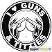 Produktbild I Love Guns & Titties Pistolen Revolver Autoaufkleber ca 15 cm Tuning Aufkleber Decal von SUPERSTICKI® aus Hochleistungsfolie geplottet,freigestellt ohne Hintergrund für alle glatten Flächen UV und Waschanlagenfest Profi Qualität