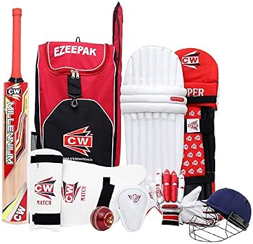 CW Storm Cricket Full Kit Boys Cricket Set with Bat Cricket Equipment Kit Set Cricket Kit for Boys of 5-14 Year Old Cricket Full Kit for Men Full Size Kashmir Willow Kit Bag