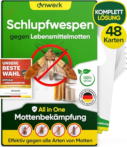 anwerk® Schlupfwespen gegen Lebensmittelmotten - Karten à 4 Lieferungen - Effektiv Lebensmittel Motten bekämpfen - Alternative zur Mottenfalle, Mottenspray, Pheromonfalle