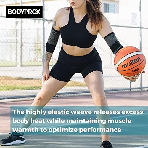 Bodyprox Elbow Brace with Strap for Tendonitis 2 Pack, Tennis Elbow Compression Sleeves, Golf Elbow Treatment (Extra Large)
