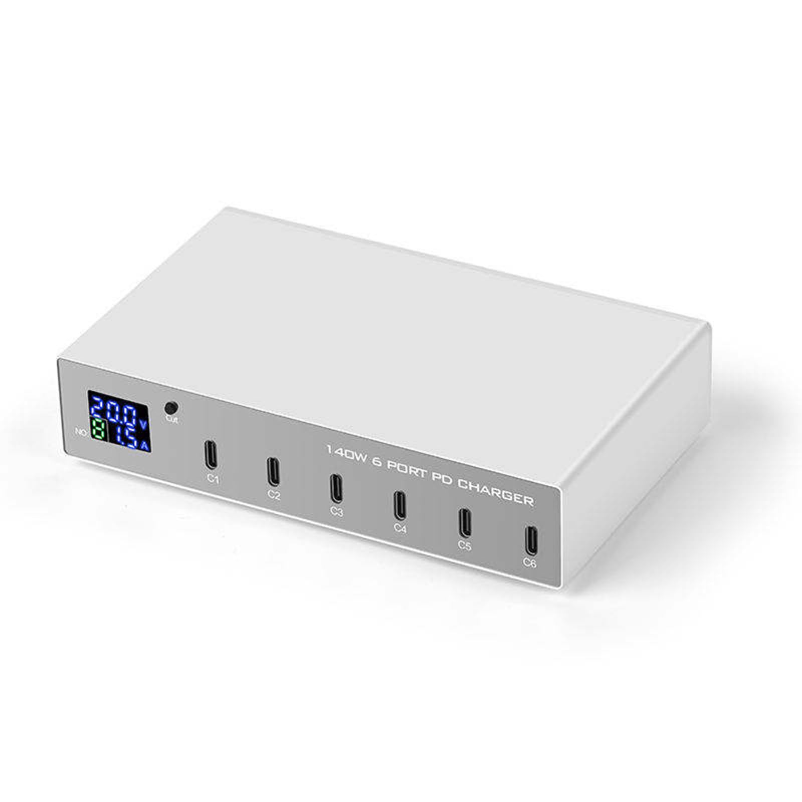 Caricabatterie PD a 6 Porte 140 W più Porte USB per Telefono, Notebook, Tablet, Adattatore per Caricabatterie per Telefono QC3.0 PD3.0, Stazione di Ricarica Rapida da 30 W