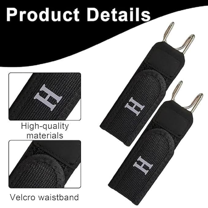 Hey Ghar Soap Buckleless Belt Hook Pant Waist Adjuster Buckle Set, Adjustable Hook and Loop Waist Tightener Clips for Jeans, Trousers and Pants, Black, Pack of 2 2