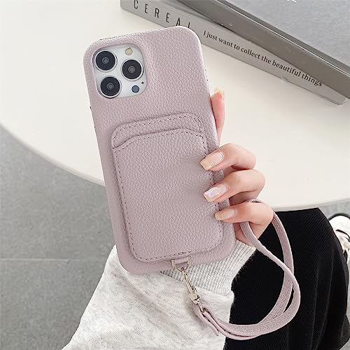 Étui portefeuille en cuir pour iPhone 14 et 12 Pro avec porte-carte et dragonne