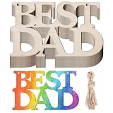 20PCS Father's Day Unfinished Wood Crafts Best DAD Cutouts, Fathers Day Wood Crafts for Kids Fathers Day Tags Wooden Letters, Dad's Birthday Party Ornaments Happy Father’s Day Gifts