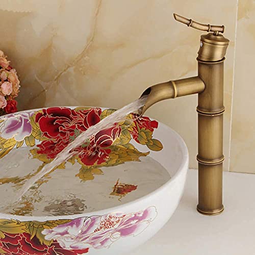 Robinet de cuisine en bambou antique et mitigeur de lavabo rétro en laiton bronze