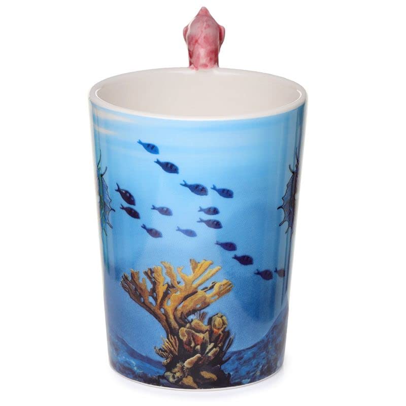 Caribou Living Seahorse Handle Novelty Ceramic Mug Cup Sea Aquatic Design 400ml for Hot Drinks Tea Coffee Hot Chocolate - Image 2