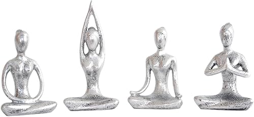 Miniatura 2 de 4pcs Yoga Escritorio Figurines Niña Estatua Yoga Pose Escultura Yoga Estatuilla Decoración para el Hogar Escritorio Decoración - Plata