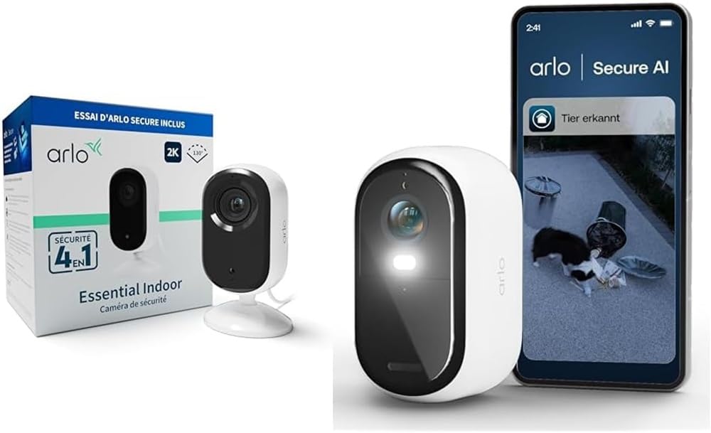 Caméra de surveillance WiFi extérieure sans fil Arlo Essential 2K nocturne couleur
