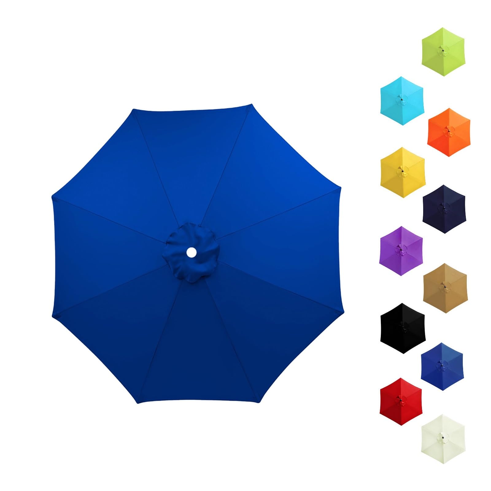 Garden Replacement Parasol Canopy 6/8 Ribs, 2.0m 2.15m 2.30m 2.5m 2.7m 3.0m 3.5m Anti-UV Patio Umbrella Replacement Canvas, Waterproof Parasol Fabric Cover for Market(Royal blue,3.30m/8 Arms)
