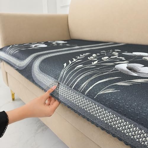 Image of Homerz Premium Waterproof Jasmine Joe Sofa Seat Cover - Floral Printed Sofa Protector | Non-Slip, Washable & Durable Sofa Protector (Grey, 7 (3+2+2) Seater)