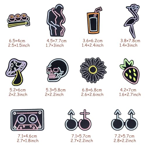 Attuslla 23 PCS Iron on Patches Glow in Dark Sew on Patch, Fruit Style Sew on Embroidered Patches, Applique Repair Emblem for Clothes, Jackets, Jeans, Backpacks and Hats by Attuslla - Used condition - Image 4