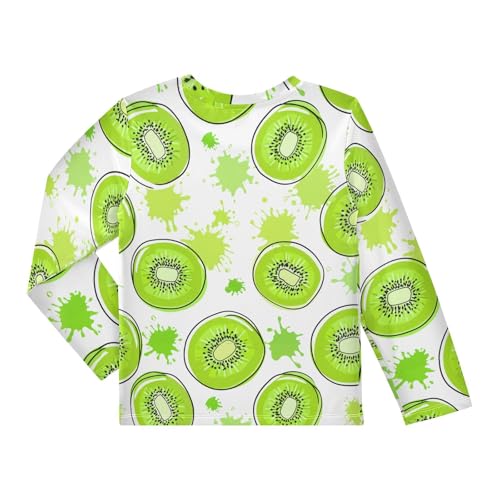 Fruit Kiwi Green Boy's Rash Guard Swim Shirt Long Sleeve Sun Shirt for Running Swiming Pool UPF50+2