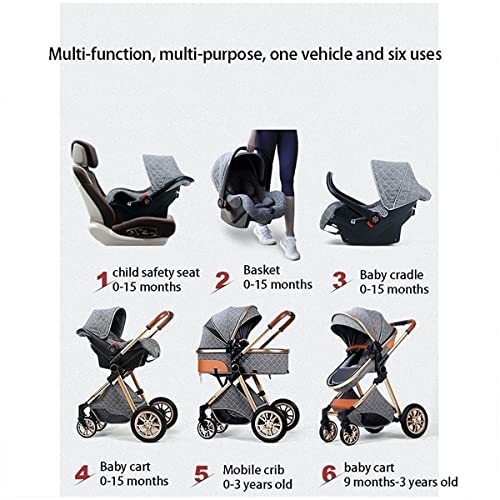 GENYS Lichtgewicht luxe 3-in-1 kinderwagen kinderwagen kinderwagen wiegcombo, met in hoogte verstelbare omkeerbare… - Afbeelding 6