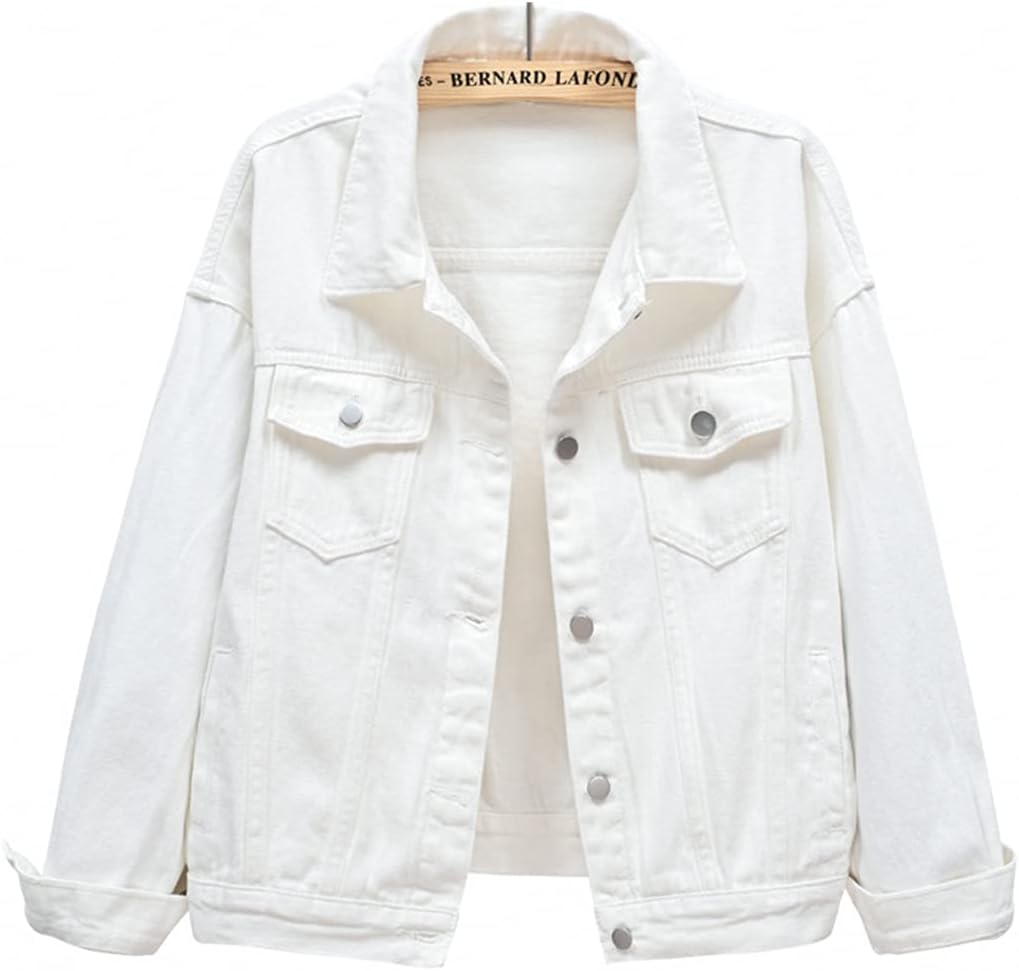 Snoly Unisex Casual Slim Fit Denim Vest Vintage Long sleeve Jeans Jacket Couples Candy Color Distressed Men And Women
